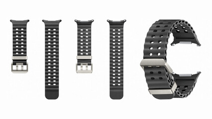 Closeup of smartwatch bands, isolated on white background.