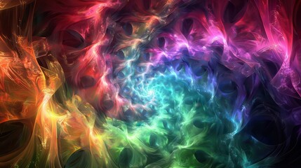 Fractal Swirl. Computer-Generated Colorful Rainbow Loop Render