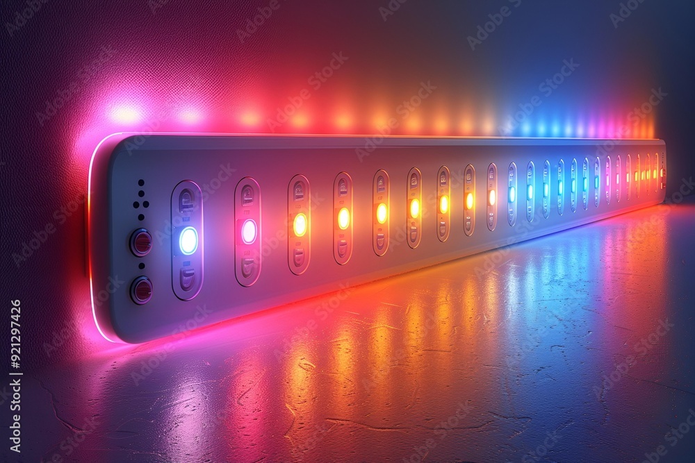 Poster a vibrant light bar displaying a spectrum of colors.