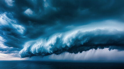 Fototapeta premium Dark clouds form over the sea, signaling an approaching storm.