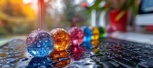 A laptop displaying colorful Easter eggs.