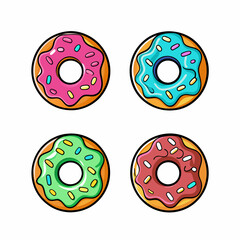 Vector colorful icon of four doughnuts on a isolated white background (12)