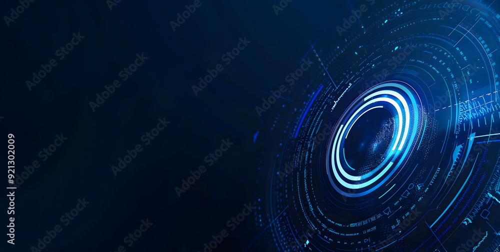 Poster vector abstract security system concept with a fingerprint on technology background design