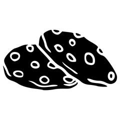 pile of double cookies with chocolate chips hand drawn glyph icon