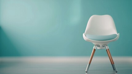 Modern Office Chair Against Aqua Blue Wall in Contemporary Workspace