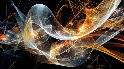 Abstract Background with Intertwined Golden and White Lines