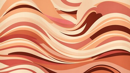 Abstract, colorful wallpaper with waves in peach and cream tones