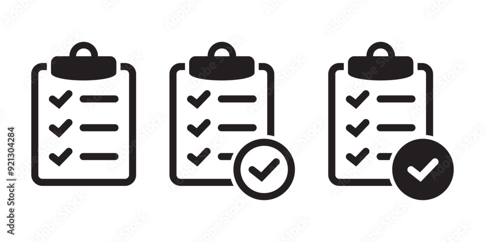 Poster clipboard with check mark icon isolated on background. checklist sign symbol for web site and app de
