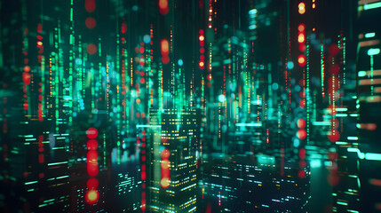 Obraz premium Abstract 3D Cyberpunk City Background with Neon Lights