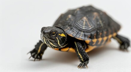 Obraz premium Tiny Turtle Crossing A Paved Road Under Soft Natural Light