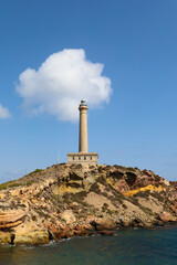 Fototapeta premium Beautiful Cabo de Palos lighthouse on a sunny day of Spring