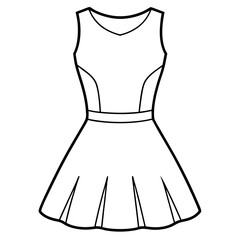 Realistic Skater Dress Vector Illustration on White Background | SVG Files, Cricut Files, Cut Files, Vector Clipart, T-Shirt Graphics