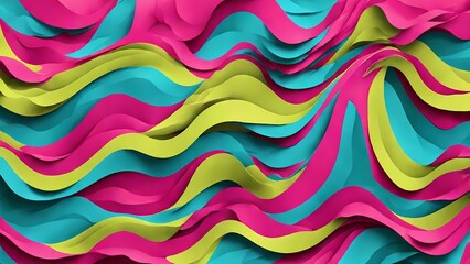 Dynamic Wavy Lines Pattern: Seamless Abstract Design Featuring Bold Aqua, Fuchsia, and Lime Waves for a Fluid and Modern Aesthetic"**
