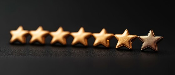 Golden Stars in a Row on Black Background