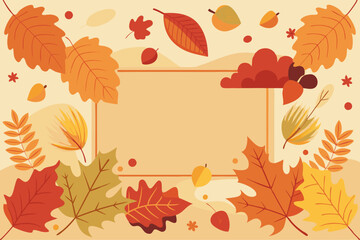  Autumn surface with frame for text and leaves vector illustration