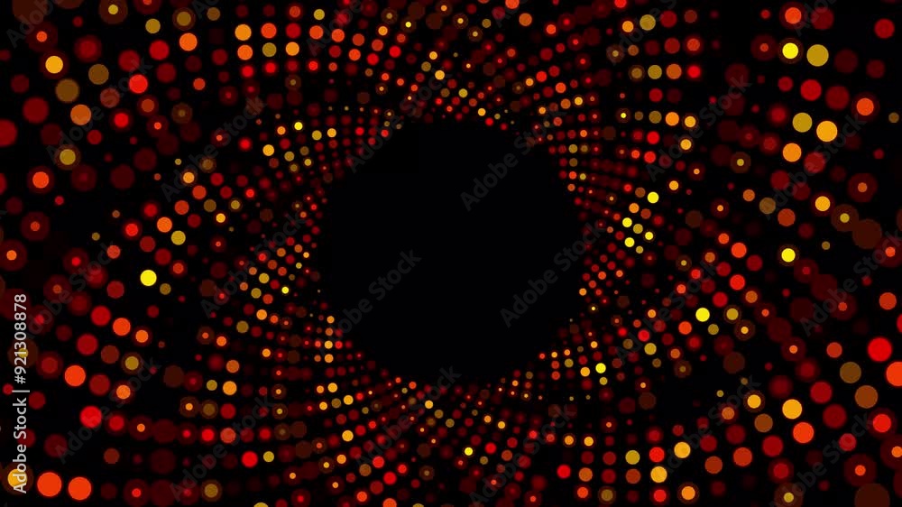 Poster animation abstract bright circle particle video on plain black background