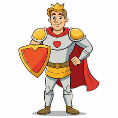 The beautiful strong prince in knight's armor stands tall