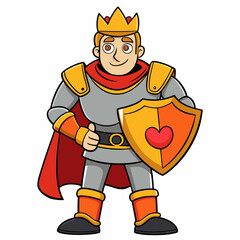 The beautiful strong prince in knight's armor stands tall