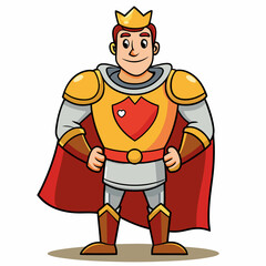 The beautiful strong prince in knight's armor stands tall