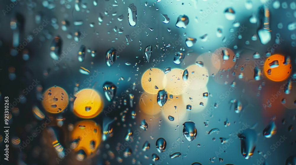 Aufkleber macro view of rain drops on a window