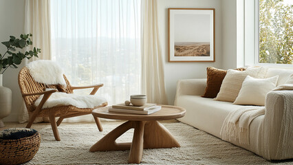 Editorial-Style Interior Living Room with Minimalist Scandinavian Decor