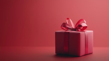 Obraz premium A Chic and Stunning Red Gift Box Adorned with a Beautiful Bow on a Bright, Colorful Background