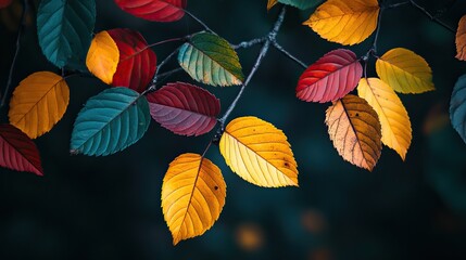 Obraz premium Autumn Leaves on Dark Surface. AI generated image Background