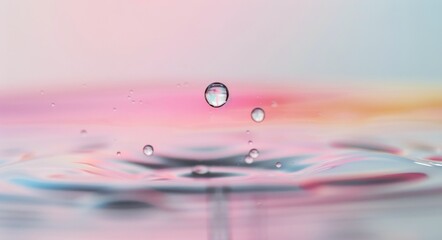 Water Droplet Rippling on Surface With Soft Gradient Background at Dusk