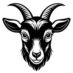 Goat Face Black Art vector illustration