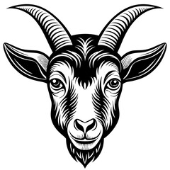 Goat Face Black Art vector illustration