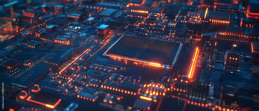 Poster a close-up view with the acronym cpu displayed on a microchip, representing the concept of central p