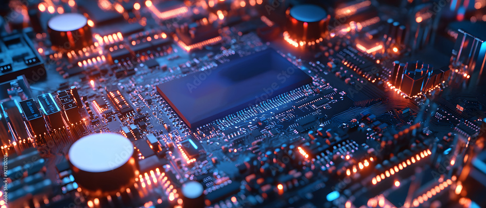 Poster a close-up view with the acronym cpu displayed on a microchip, representing the concept of central p