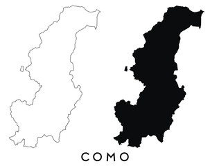 Como map outline and black silhouette vector