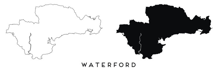 Waterford map outline and black silhouette vector
