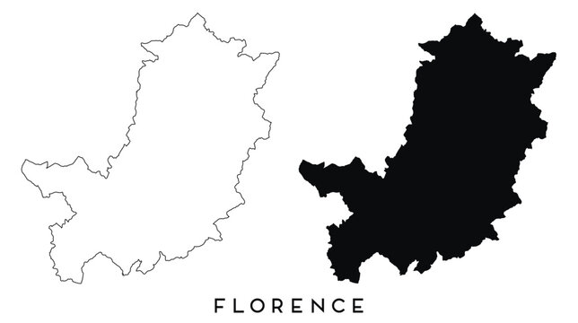 Florence map outline and black silhouette vector