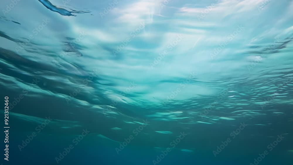 Poster abstract view of underwater waves with light reflections creating a serene and calm atmosphere.