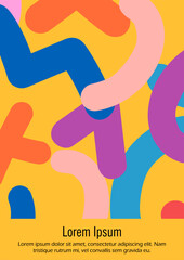 Abstract Minimal Vector Background in Trendy Bahaus Style. Vibrant Graphic Print with Dynamic Lines and Geometric Shapes. Set of Vivid Poster 80s - 90s Design for Landing Page, Cover, Brochure.