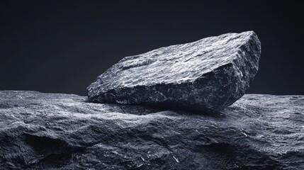 The piece Abstract Dark Rock on Textured Surface captivates with its intriguing composition