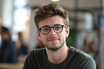A young man with glasses is seated at a table, appearing focused and engaged in his work or studies, Internship and work experience