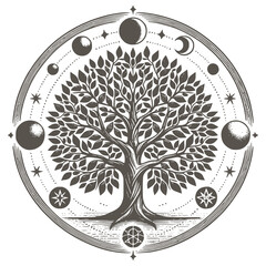 Tree of life in a round frame.