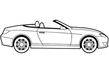 A high-end luxury convertible with clean art vector illustration