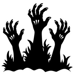 The image shows a silhouette of three zombie art vector illustration