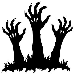 The image shows a silhouette of three zombie art vector illustration