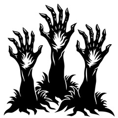 The image shows a silhouette of three zombie art vector illustration