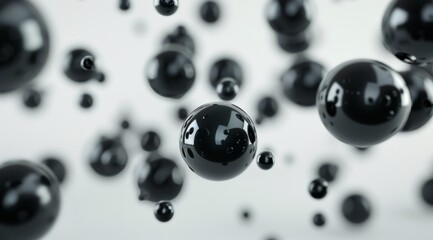 Floating Black And Silver Spheres In Abstract Composition