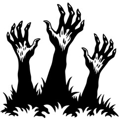 The image shows a silhouette of three zombie art vector illustration