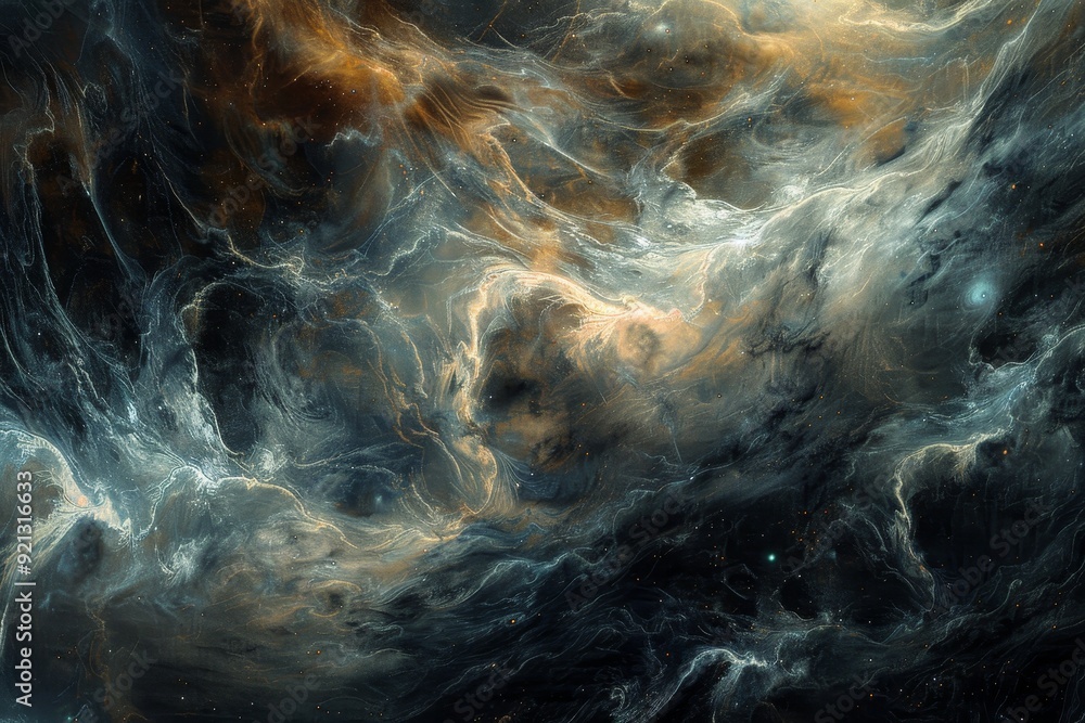 Aufkleber interstellar clouds swirl in a cosmic storm in this space scene, interstellar clouds swirling in a c