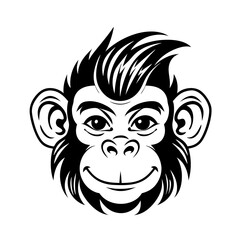 Obraz premium Happy Monkey Face Vector Art Cartoon Style Animal Illustration Graphic Design