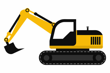 Excavator silhouette on white background