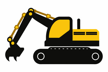 Excavator silhouette on white background